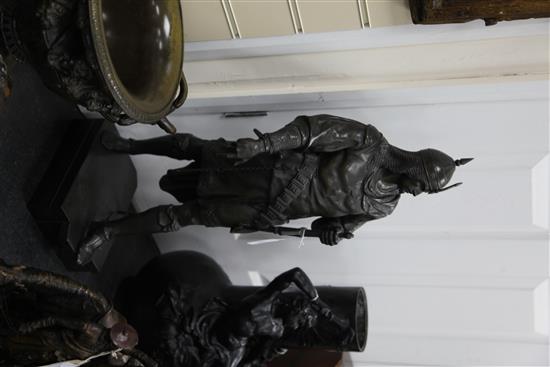 Emile Picault (1833-1915). A large patinated bronze figure of a Saracen warrior, 26.5in.
